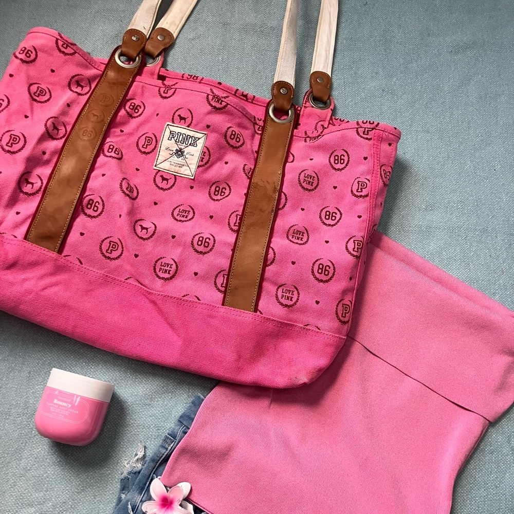 Victoria’s Secret Pink Tote Bag with Brown Accents